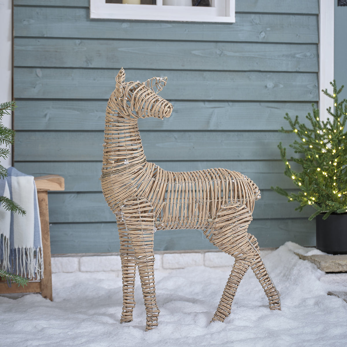80cm XL Dual LED Leyburn Rattan Fawn Light Up Reindeer