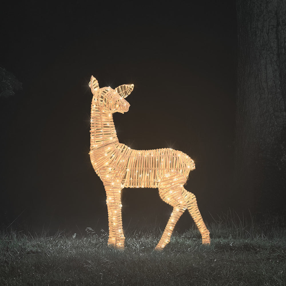 80cm XL Dual LED Leyburn Rattan Fawn Light Up Reindeer