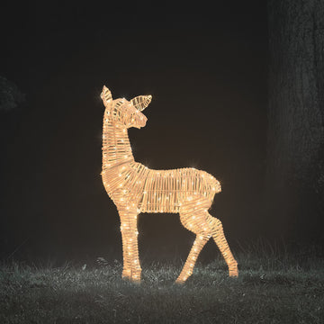 80cm XL Dual LED Leyburn Rattan Fawn Light Up Reindeer