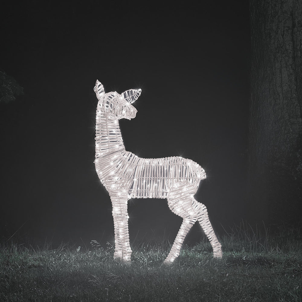 80cm XL Dual LED Leyburn Rattan Fawn Light Up Reindeer