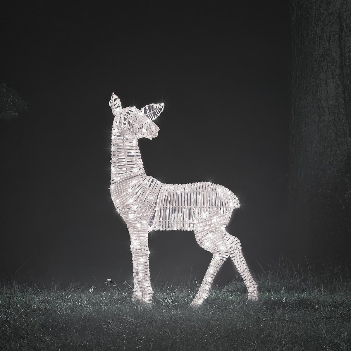 80cm XL Dual LED Leyburn Rattan Fawn Light Up Reindeer