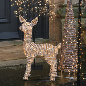 62cm Dual LED Leyburn Rattan Fawn Light Up Reindeer