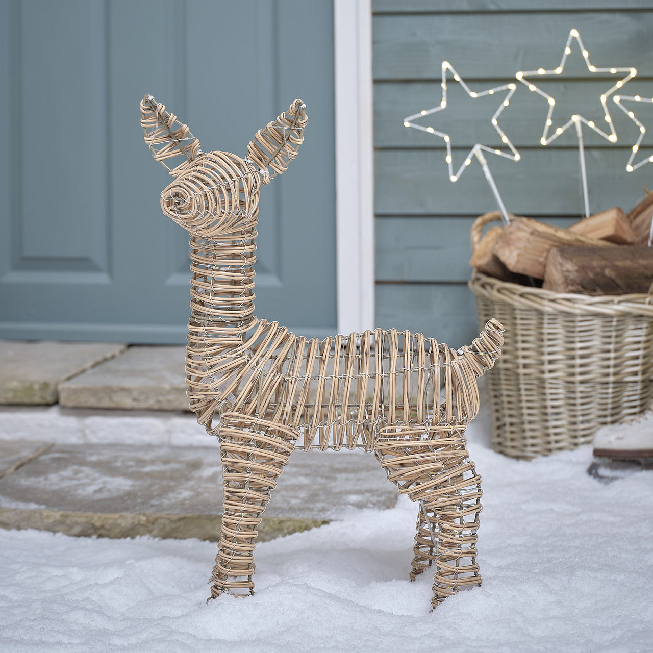 62cm Dual LED Leyburn Rattan Fawn Light Up Reindeer