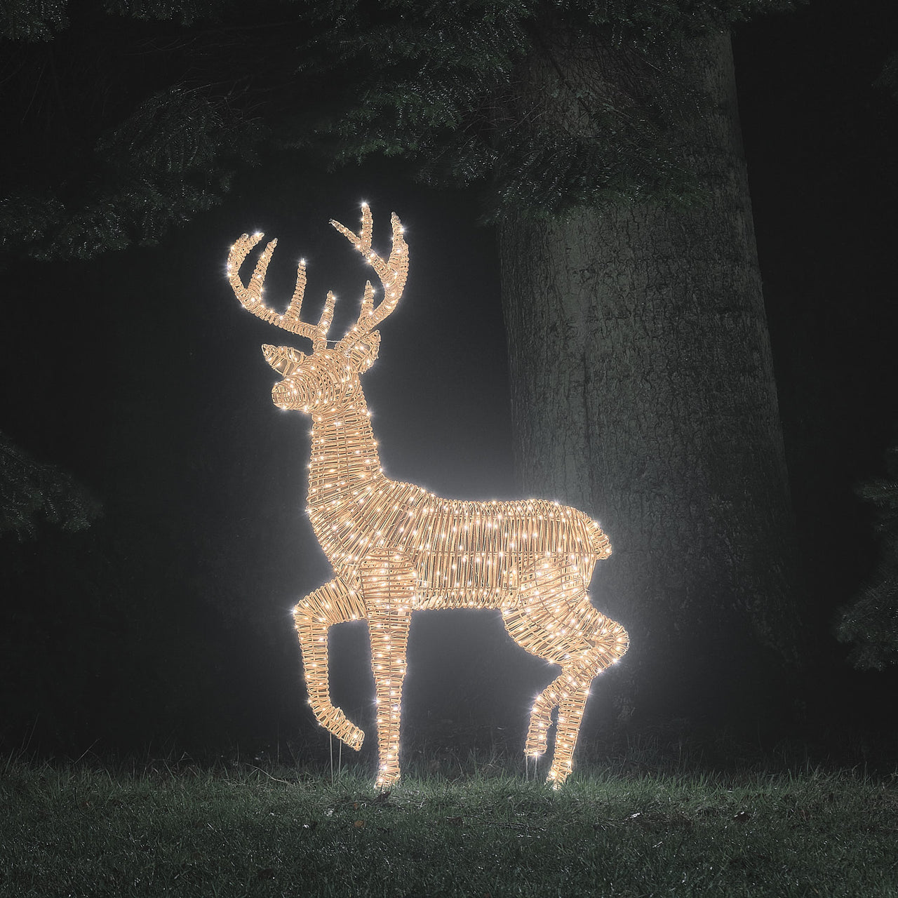 1.5m XL Dual LED Leyburn Rattan Stag Light Up Reindeer