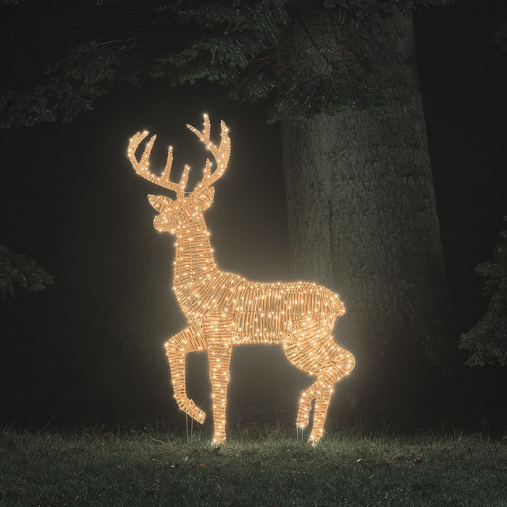 1.5m XL Dual LED Leyburn Rattan Stag Light Up Reindeer