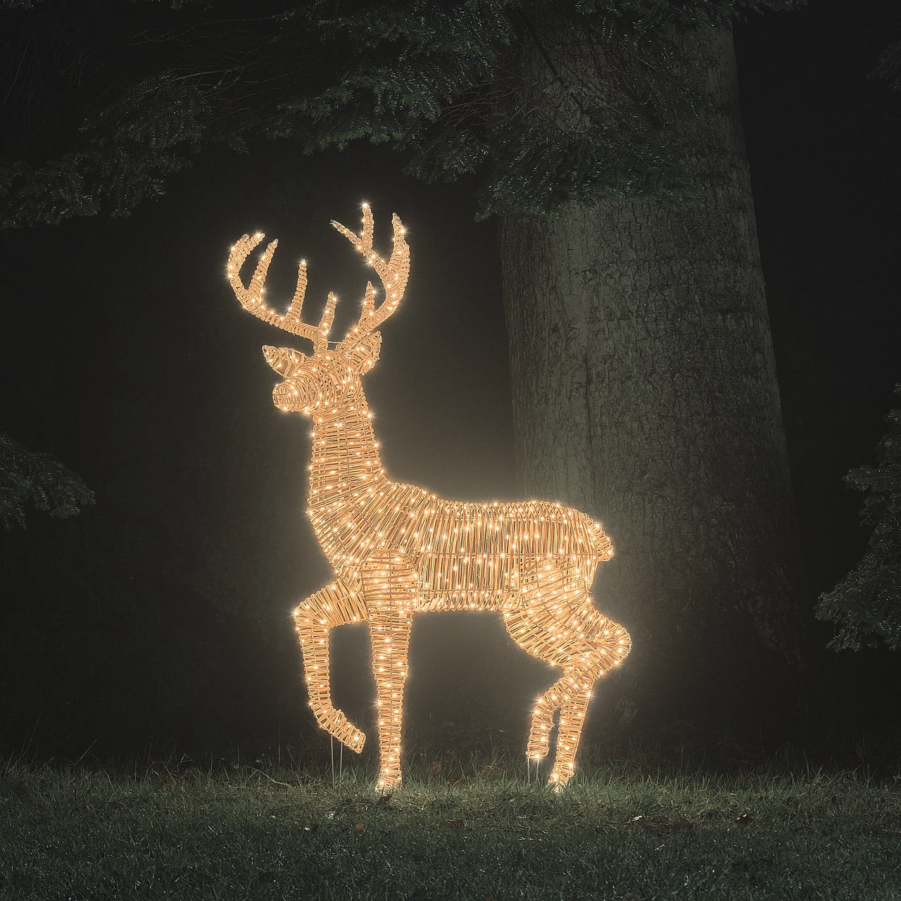 1.5m XL Dual LED Leyburn Rattan Stag Light Up Reindeer