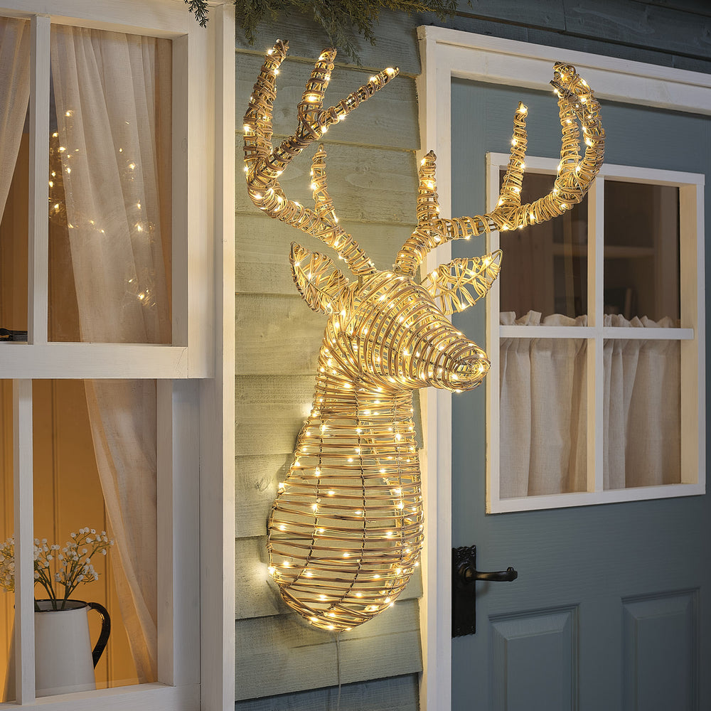 87cm Dual LED Leyburn Stag's Head Outdoor Wall Light