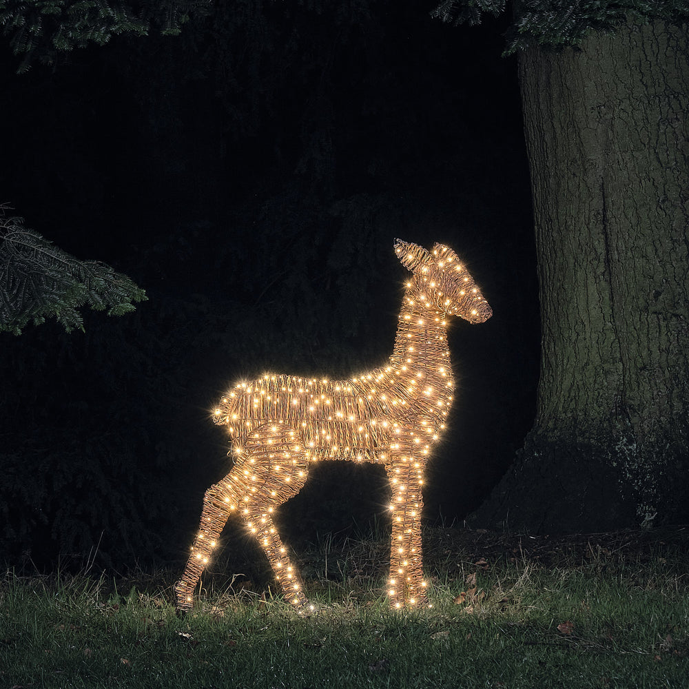 1.1m XL Dual LED Pateley Rattan Doe Light Up Reindeer