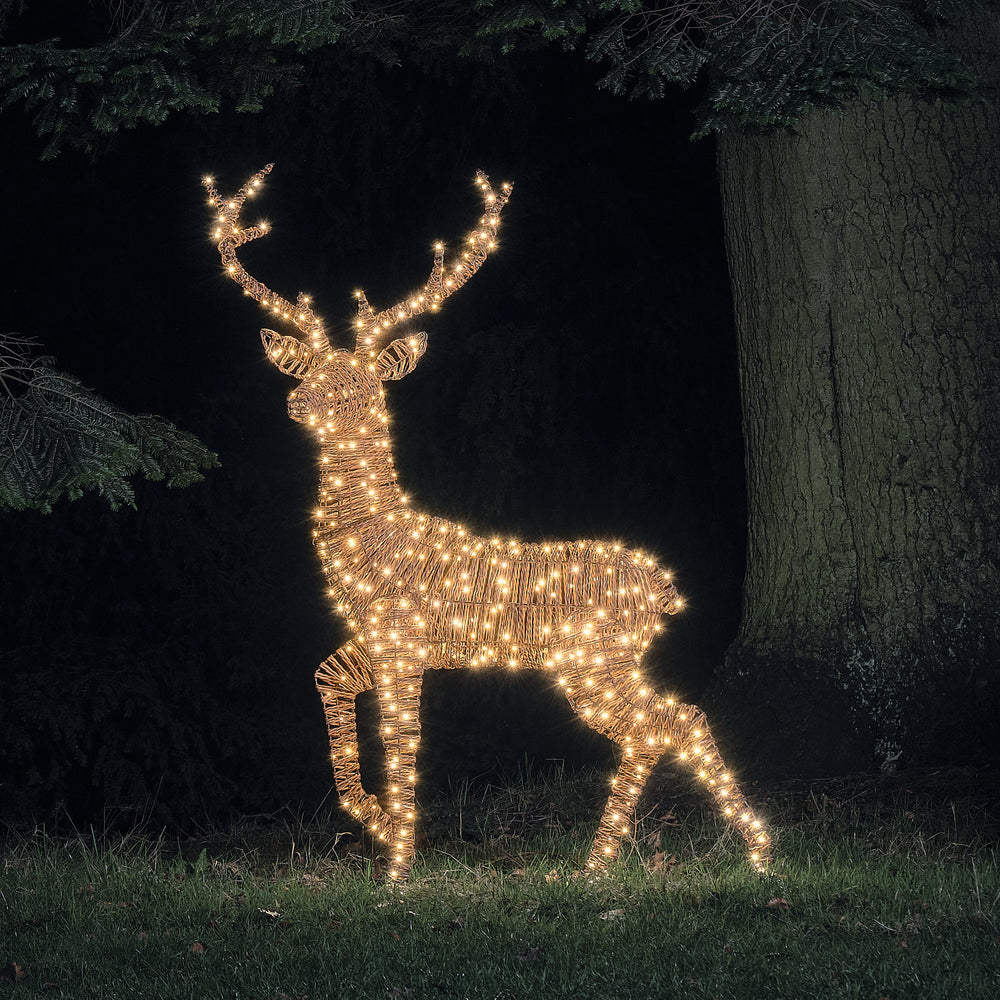 1.5m XL Dual LED Pateley Rattan Stag Light Up Reindeer
