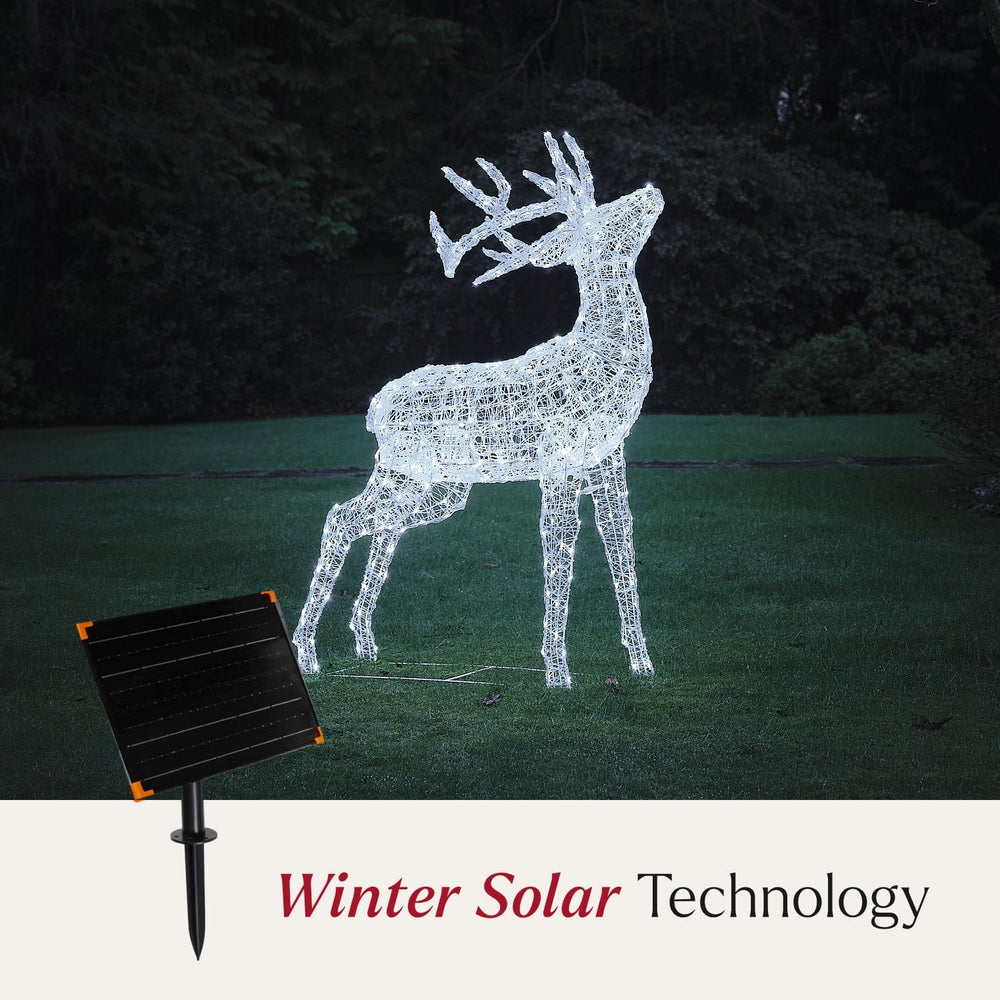 Solar Powered 1.5m XL Dual LED Swinsty Acrylic Stag Light Up Reindeer
