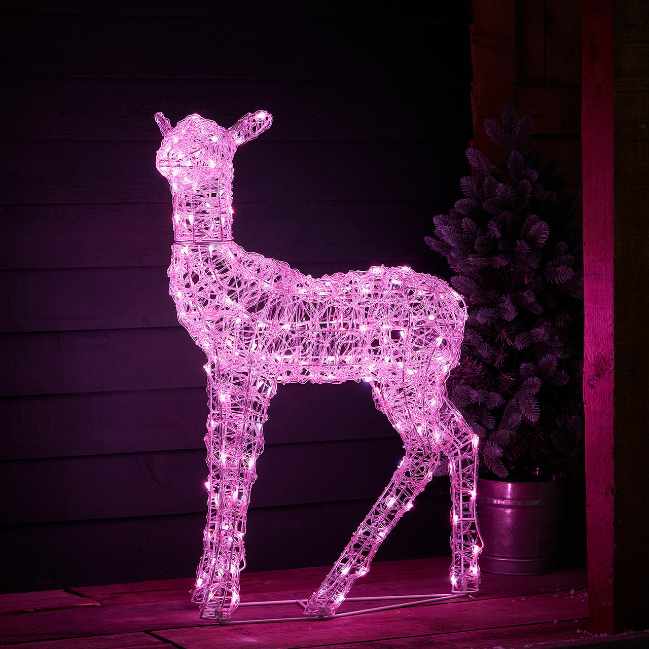 88cm Colour Changing Swinsty Acrylic Doe Smart Light Up Reindeer