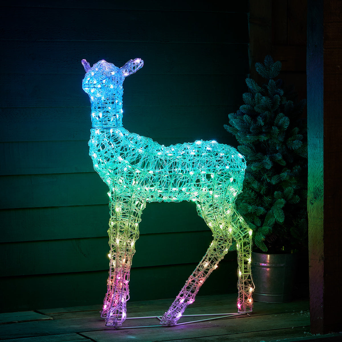 88cm Colour Changing Swinsty Acrylic Doe Smart Light Up Reindeer