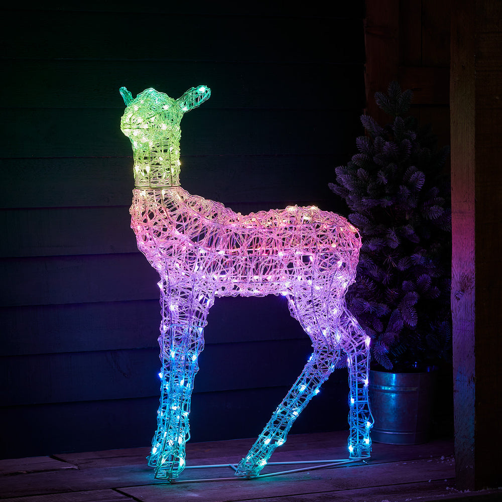 88cm Colour Changing Swinsty Acrylic Doe Smart Light Up Reindeer