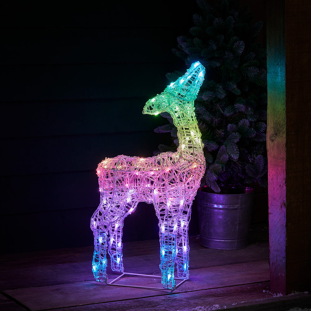 60cm Colour Changing Swinsty Acrylic Fawn Smart Light Up Reindeer
