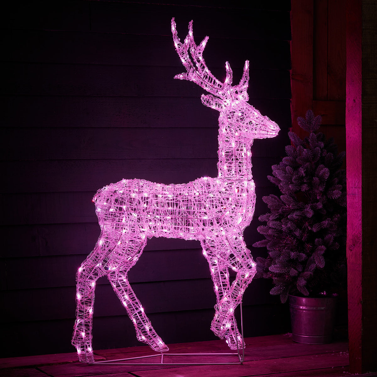 1.2m Colour Changing Swinsty Acrylic Stag Smart Light Up Reindeer
