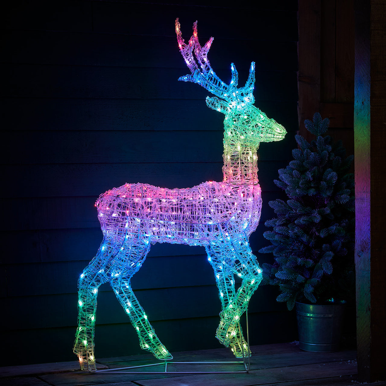 1.2m Colour Changing Swinsty Acrylic Stag Smart Light Up Reindeer