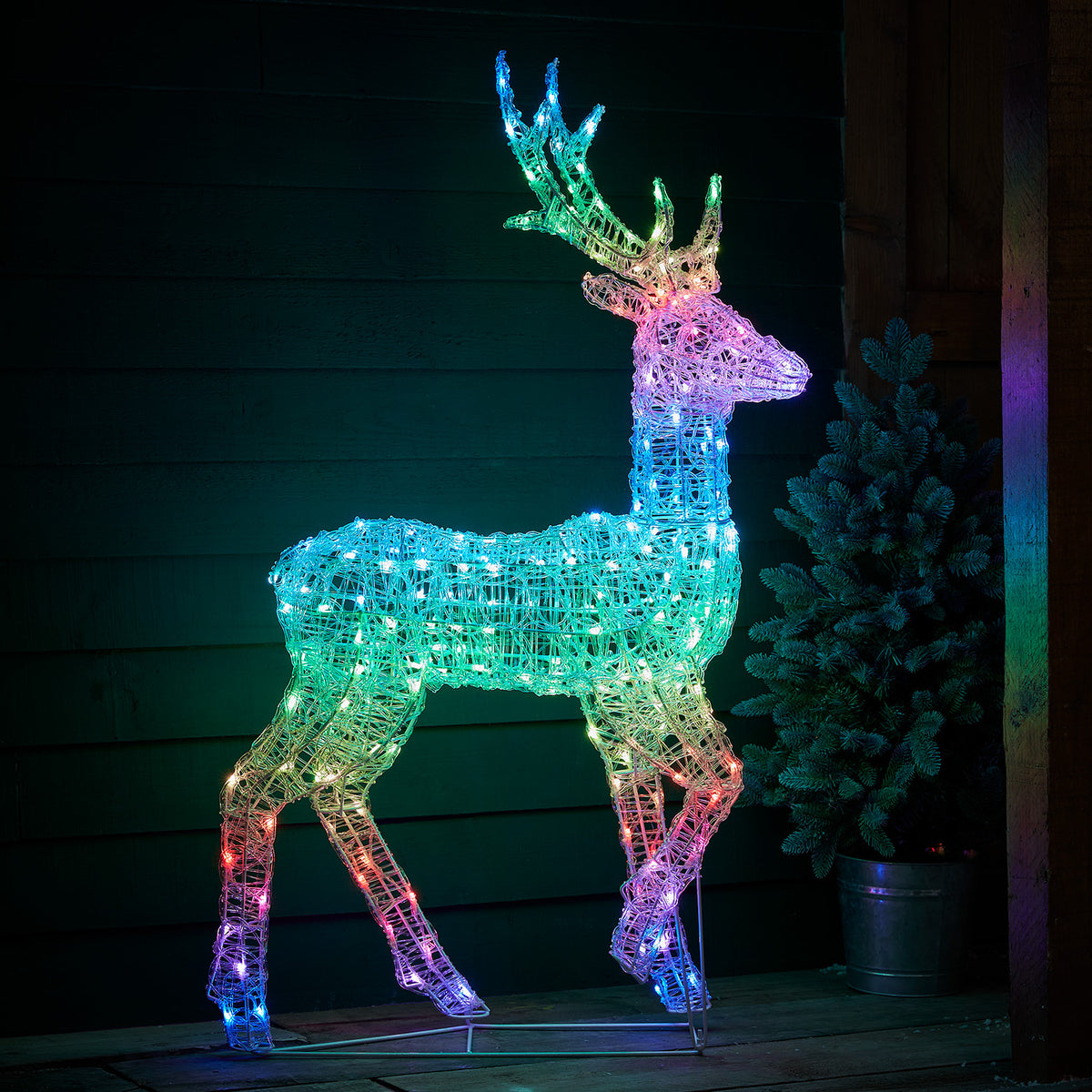 1.2m Colour Changing Swinsty Acrylic Stag Smart Light Up Reindeer