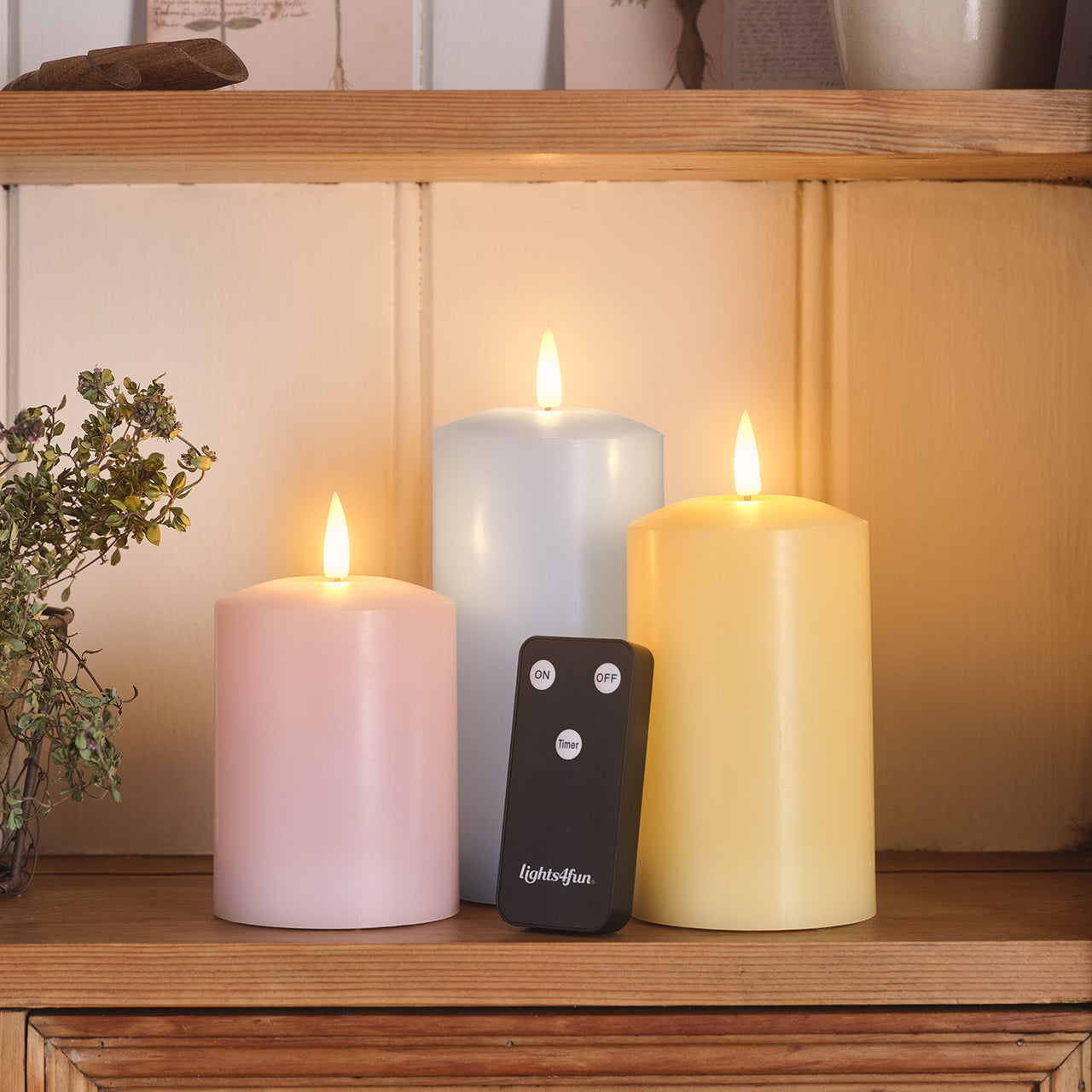 TruGlow® Pastel LED Pillar Candle Trio