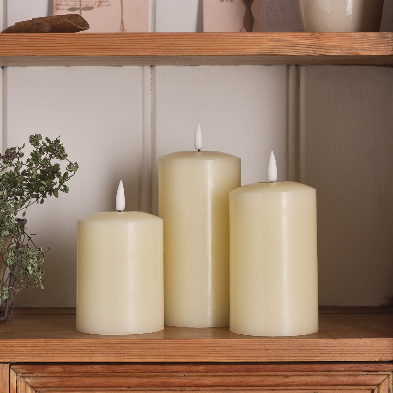 TruGlow® Ivory LED Pillar Candle Trio with Remote Control