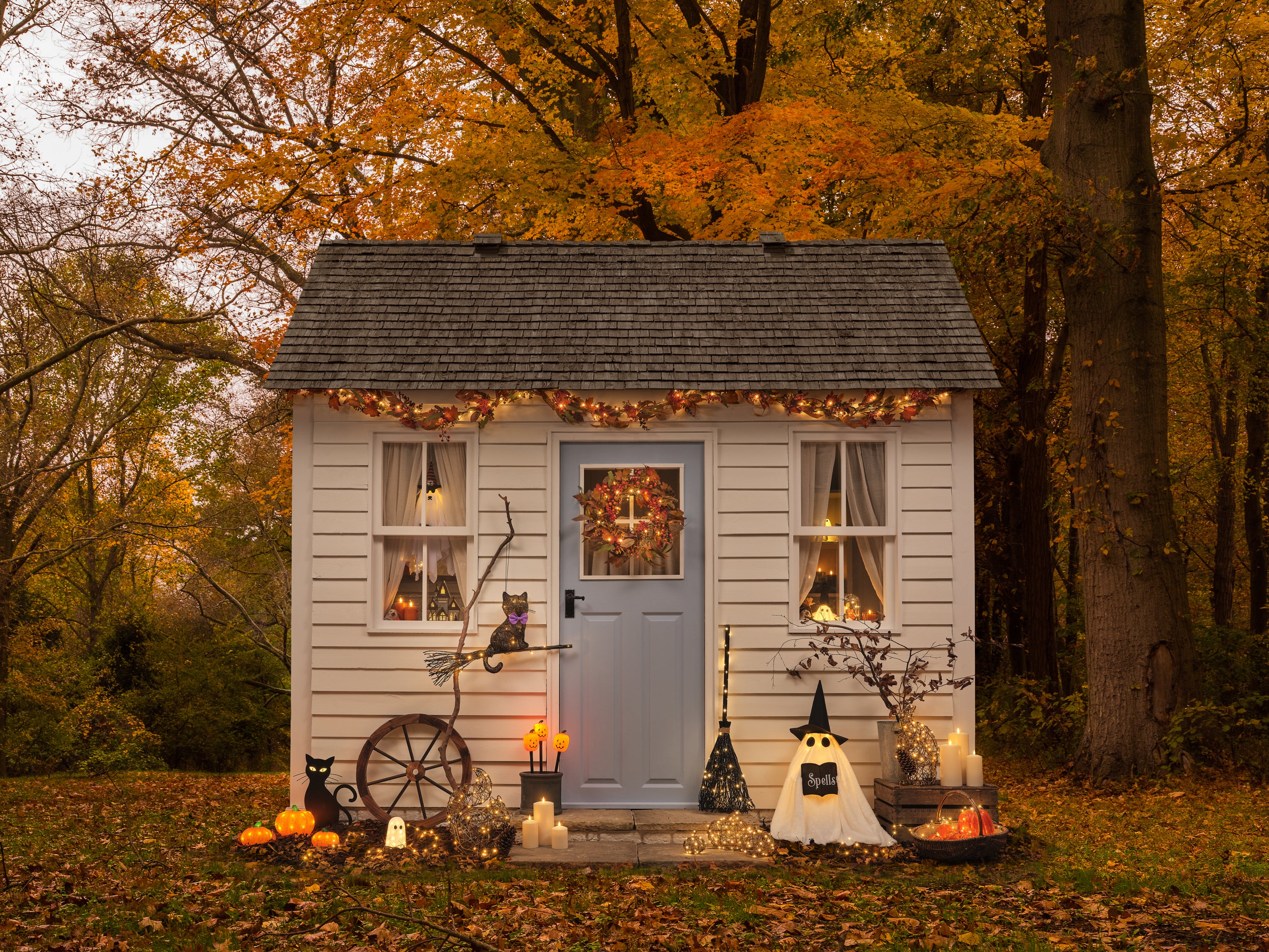A house decorated for Halloween