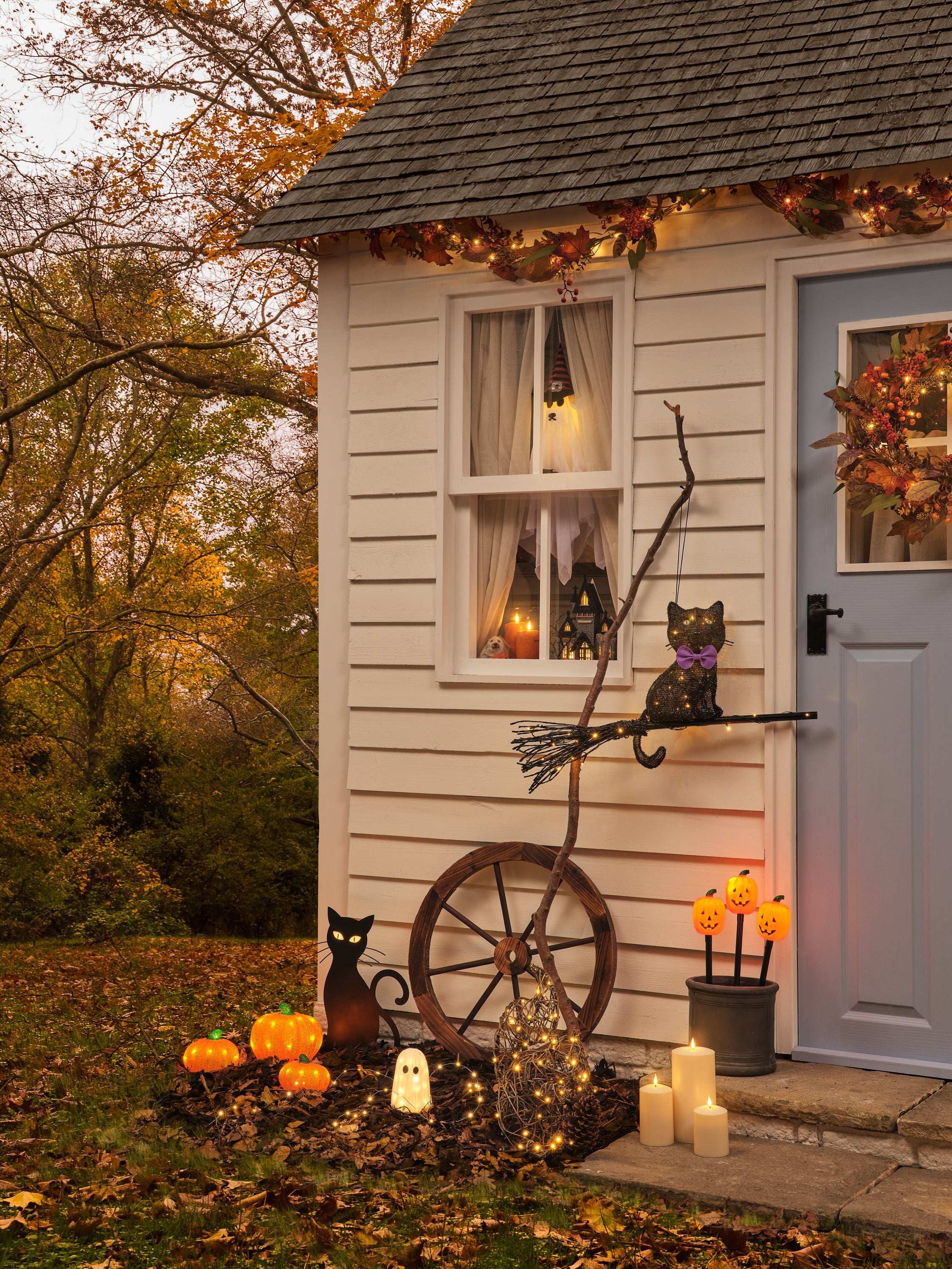 A house decorated for Halloween
