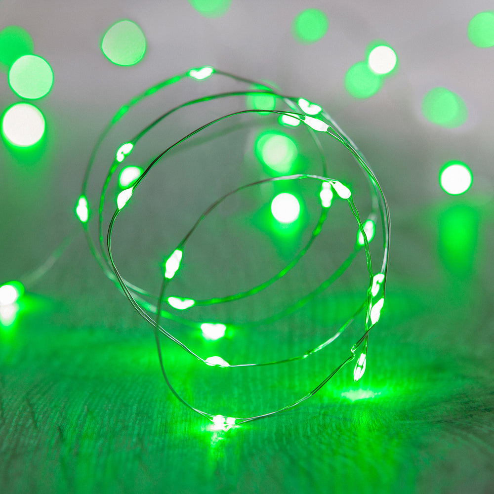 20 Green Led Micro Battery Fairy Lights