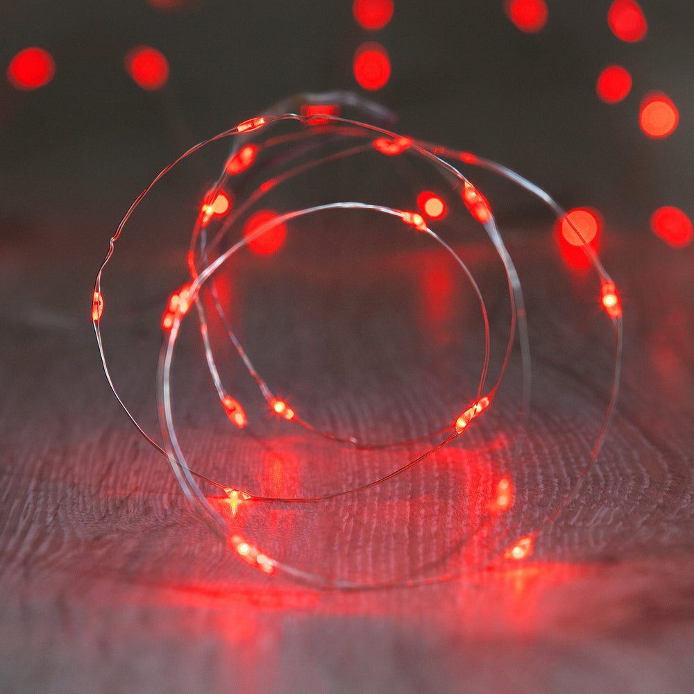 20 Red Led Micro Battery Fairy Lights