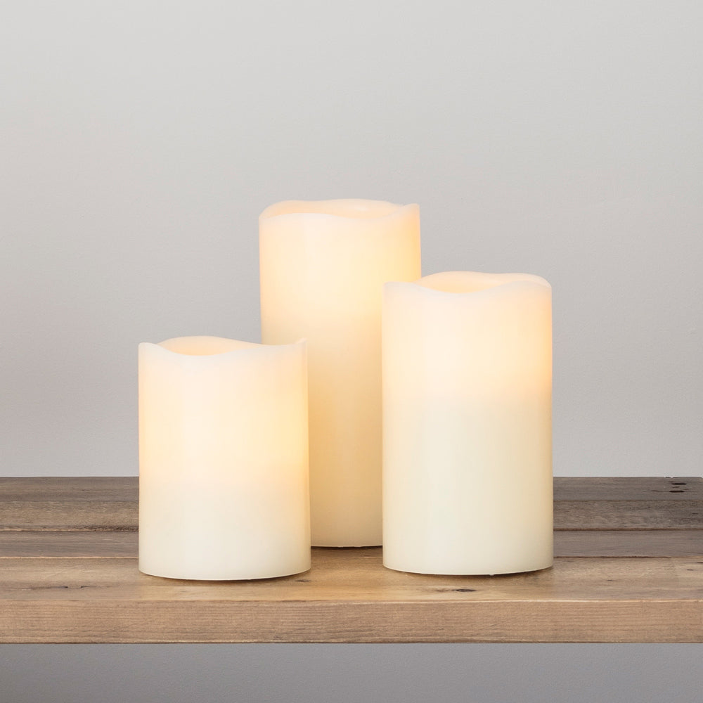 3 Wax Battery Operated Led Pillar Candles