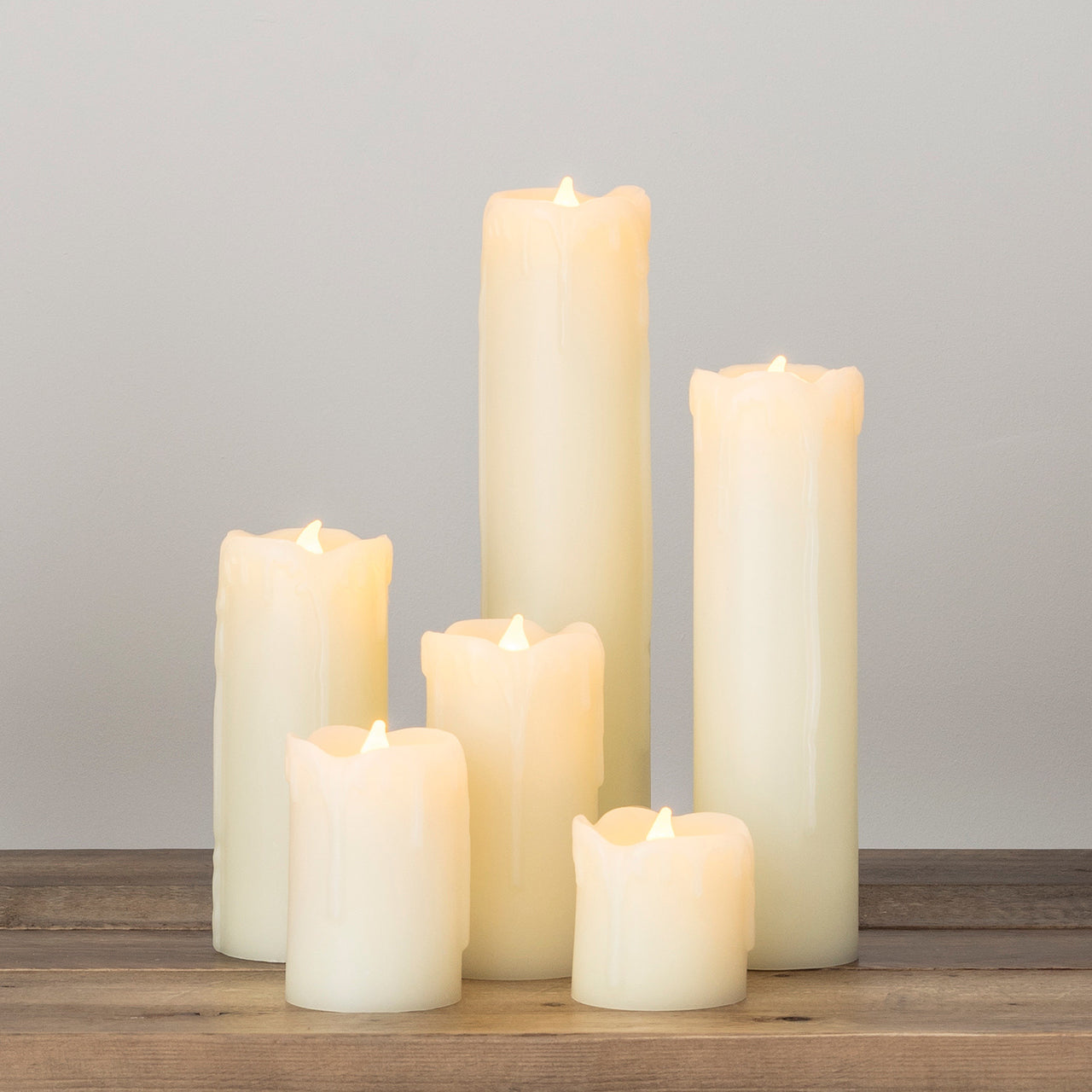 6 Slim LED Battery Candles With Dripping Wax