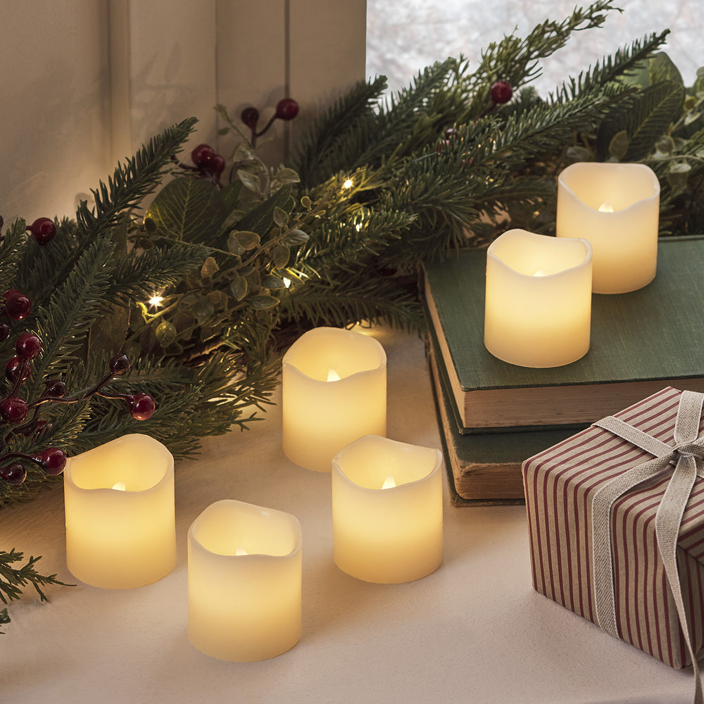 6 Wax Battery LED Votive Candles