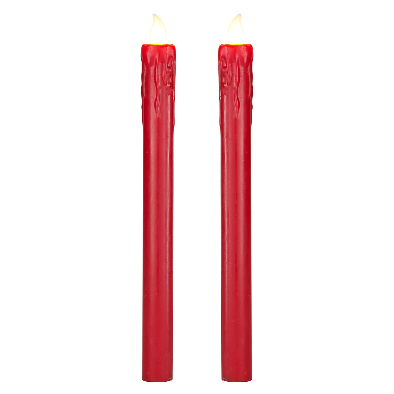 2 Red Wax Led Taper Candles
