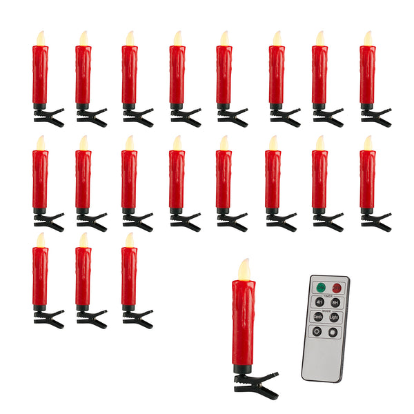 20 Red Christmas Tree Candle Lights Lights4fun.co.uk