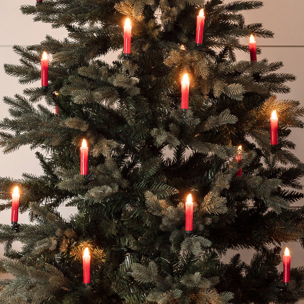 20 Red Christmas Tree Real Wax Candle Lights