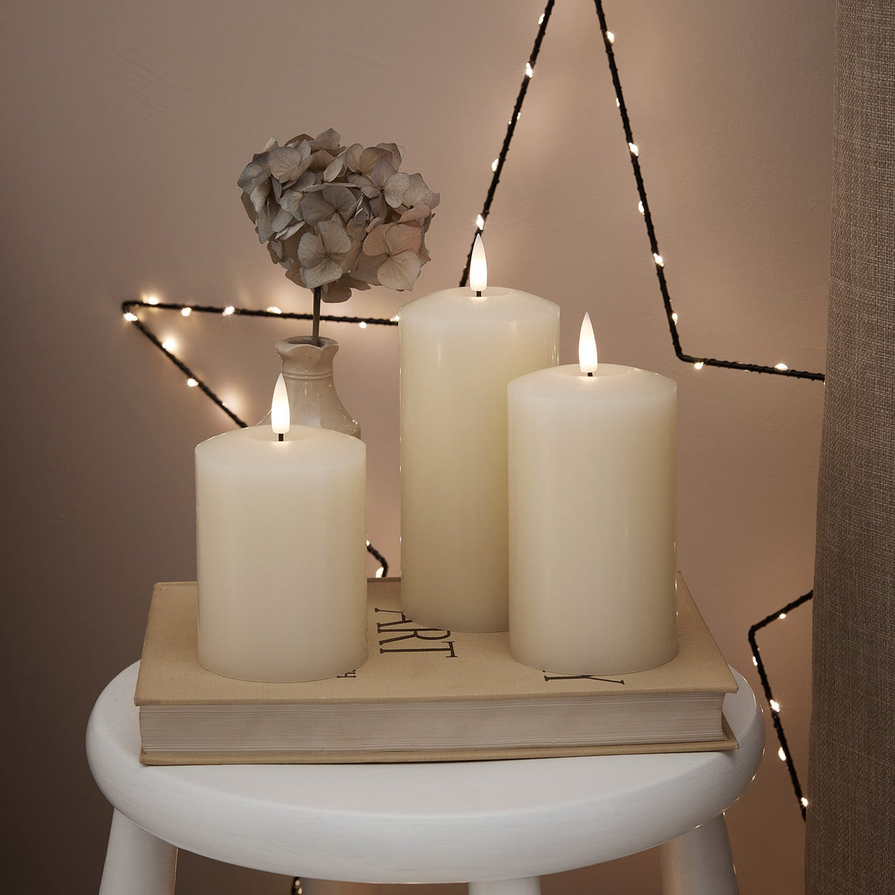 TruGlow® Ivory Real Wax LED Pillar Candle 15cm