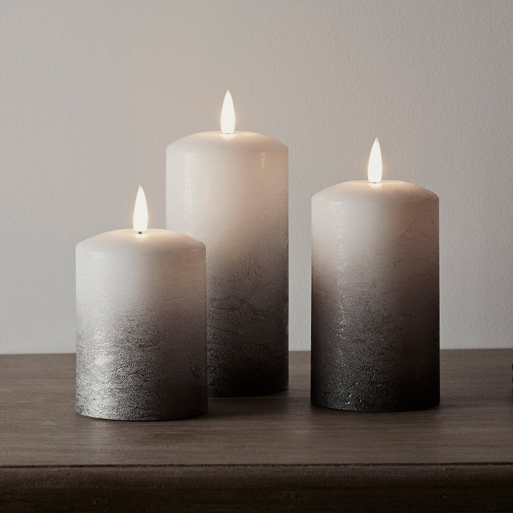True Glow Grey Ombre 3 Set Pillar Candles