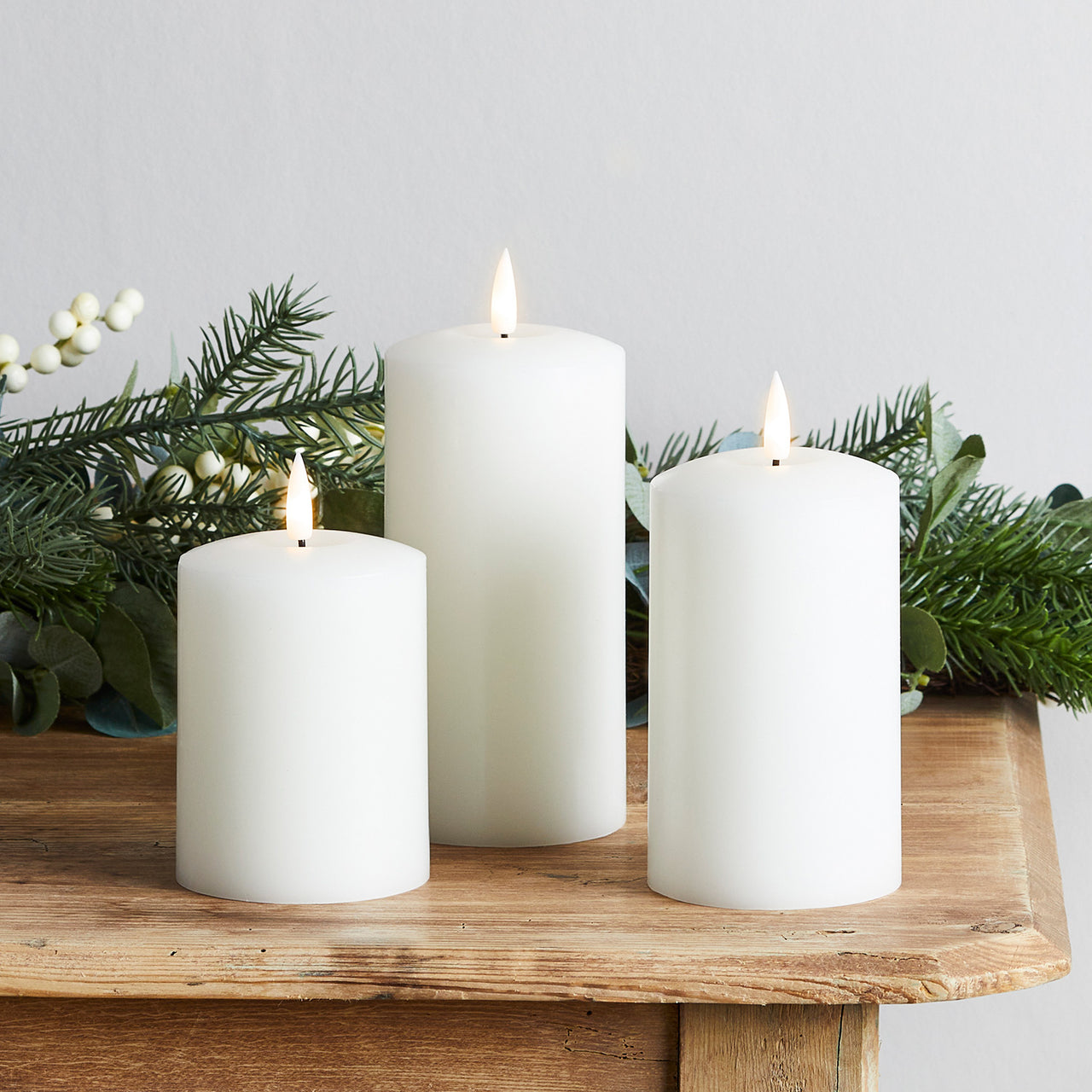 TruGlow® White LED Pillar Candle Trio