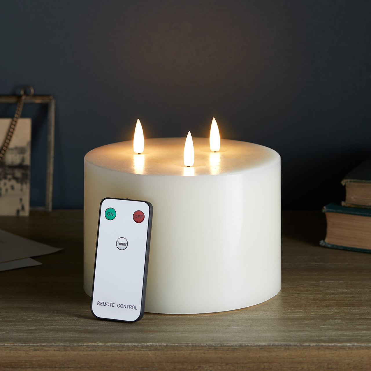 TruGlow® Ivory LED 3 Wick Candle with Remote Control