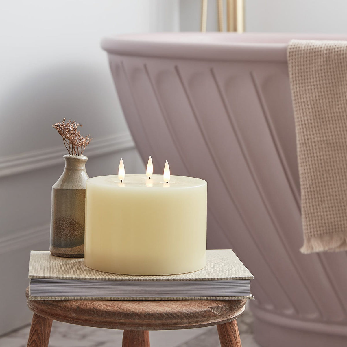 Ivory Three Wick LED Candle - second product view