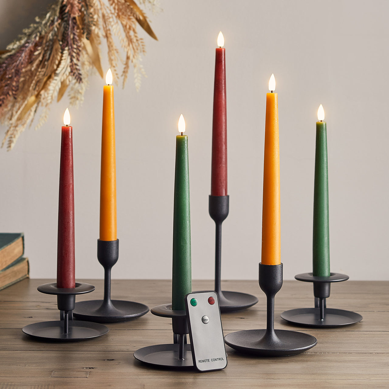6  TruGlow® Autumnal Remote Controlled LED Taper Candles