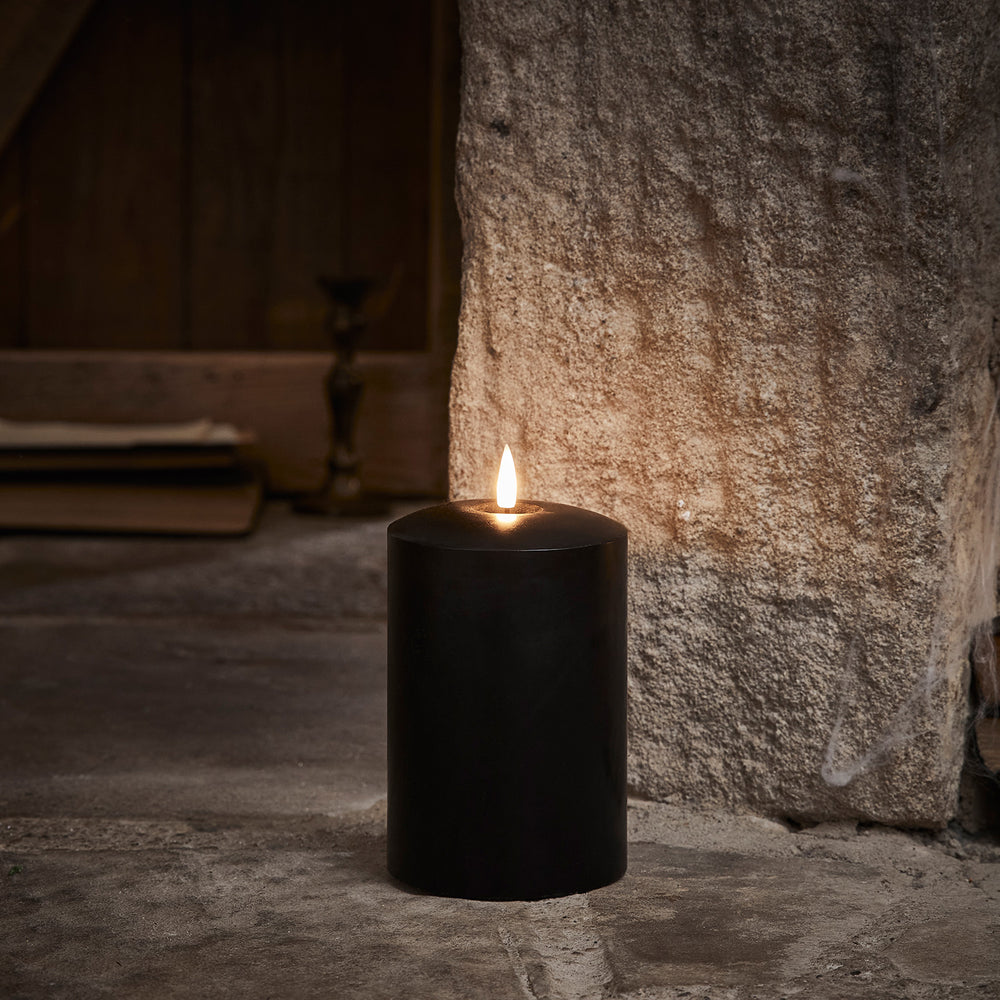 TruGlow® Black LED Chapel Candle 15cm
