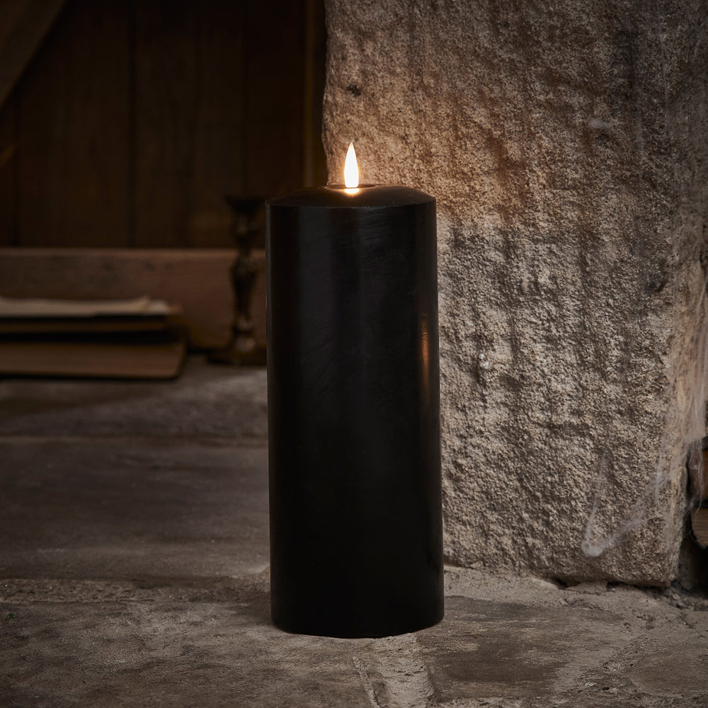 TruGlow® Black LED Chapel Candle 25cm