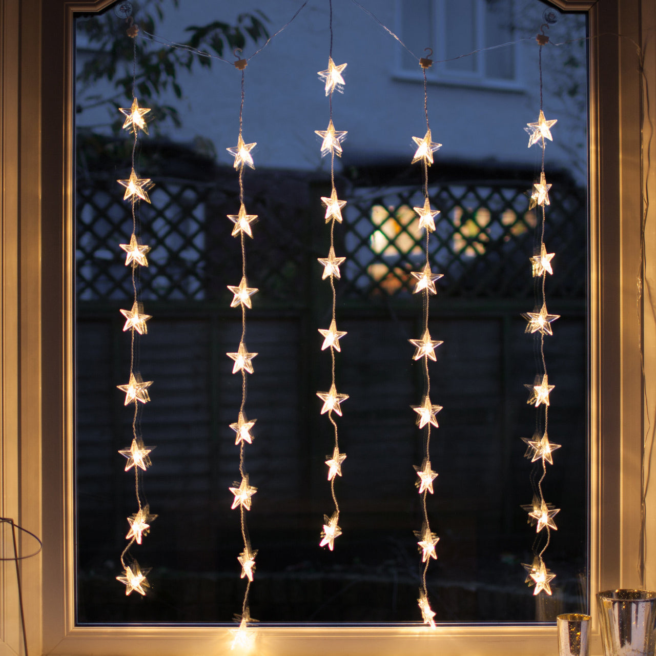 40 Warm White LED Star Curtain Light