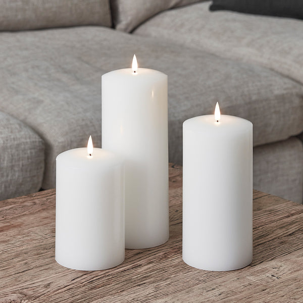TruGlow® White Chapel Pillar Candle 15cm