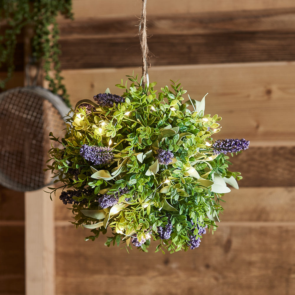30cm Lavender Topiary Ball Micro Light Bundle