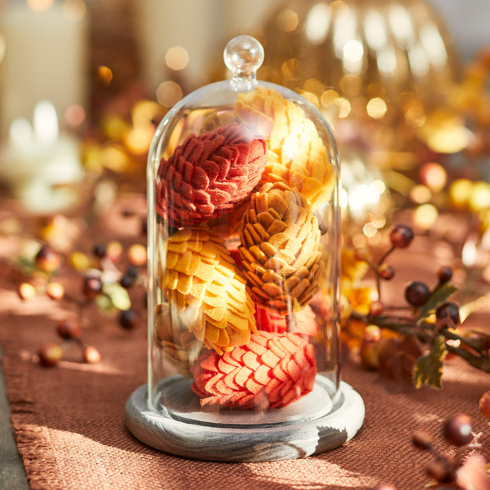 Bell Jar & Pinecone Felt Autumn Decoration Bundle