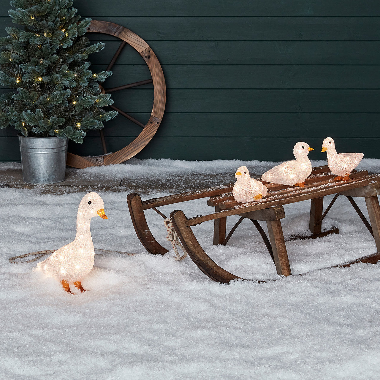 Set of 3 Acrylic Duckling Christmas Figures