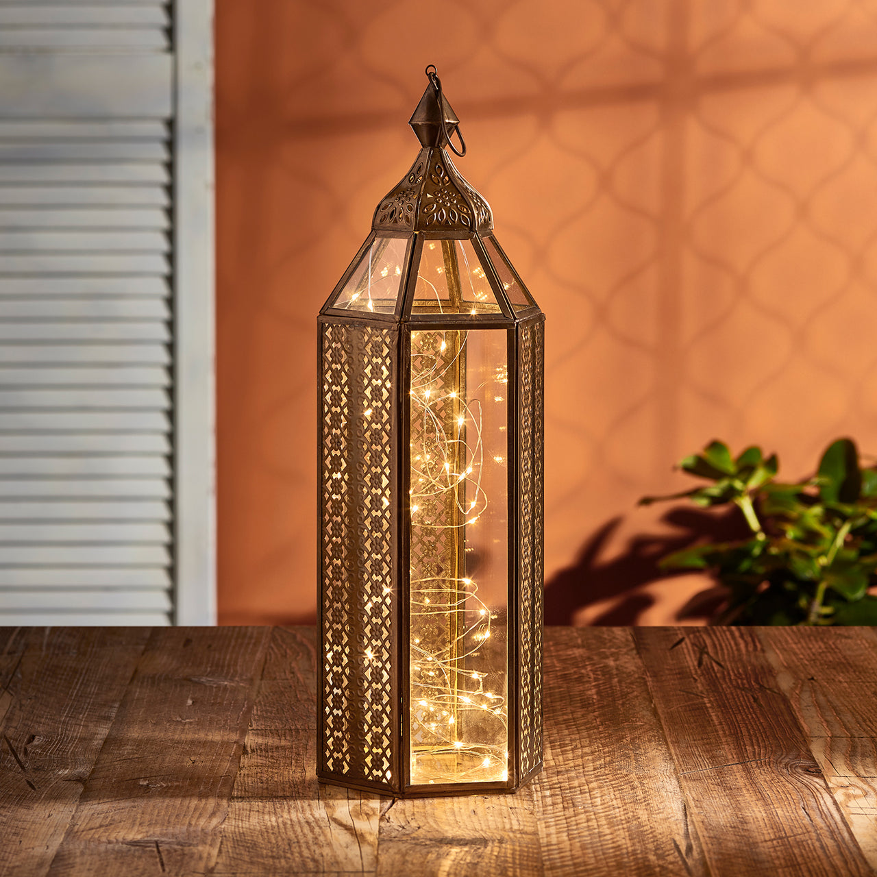 Asilah Large Artisan Moroccan Lantern with Micro Lights