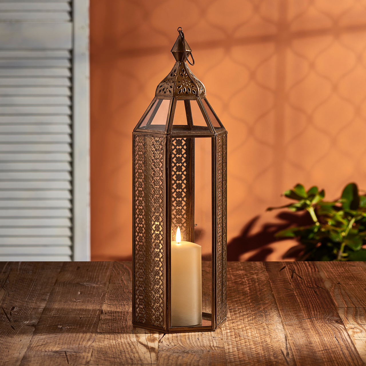 Asilah Large Artisan Moroccan Lantern with  TruGlow® Candle