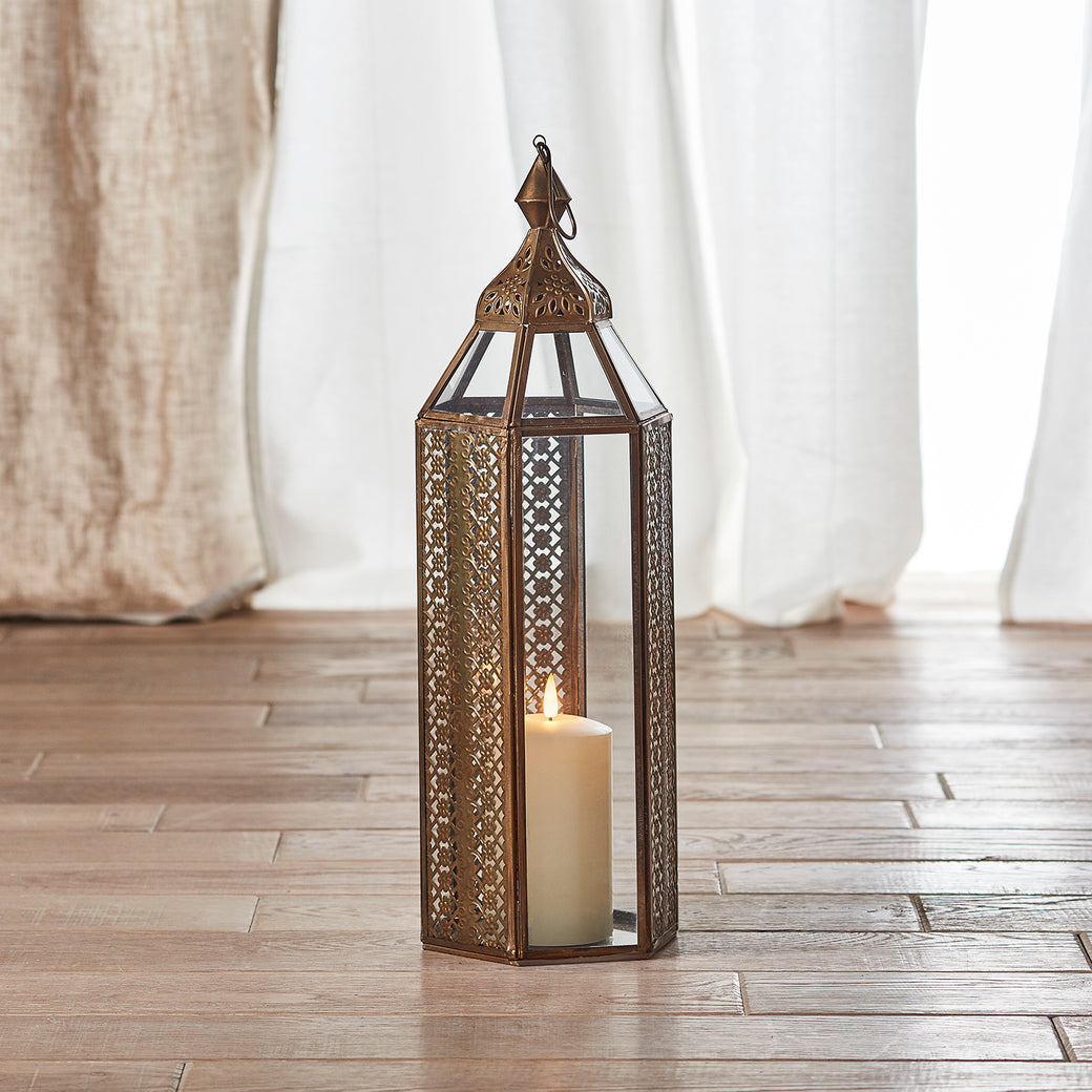Asilah Large Artisan Moroccan Lantern with  TruGlow® Candle
