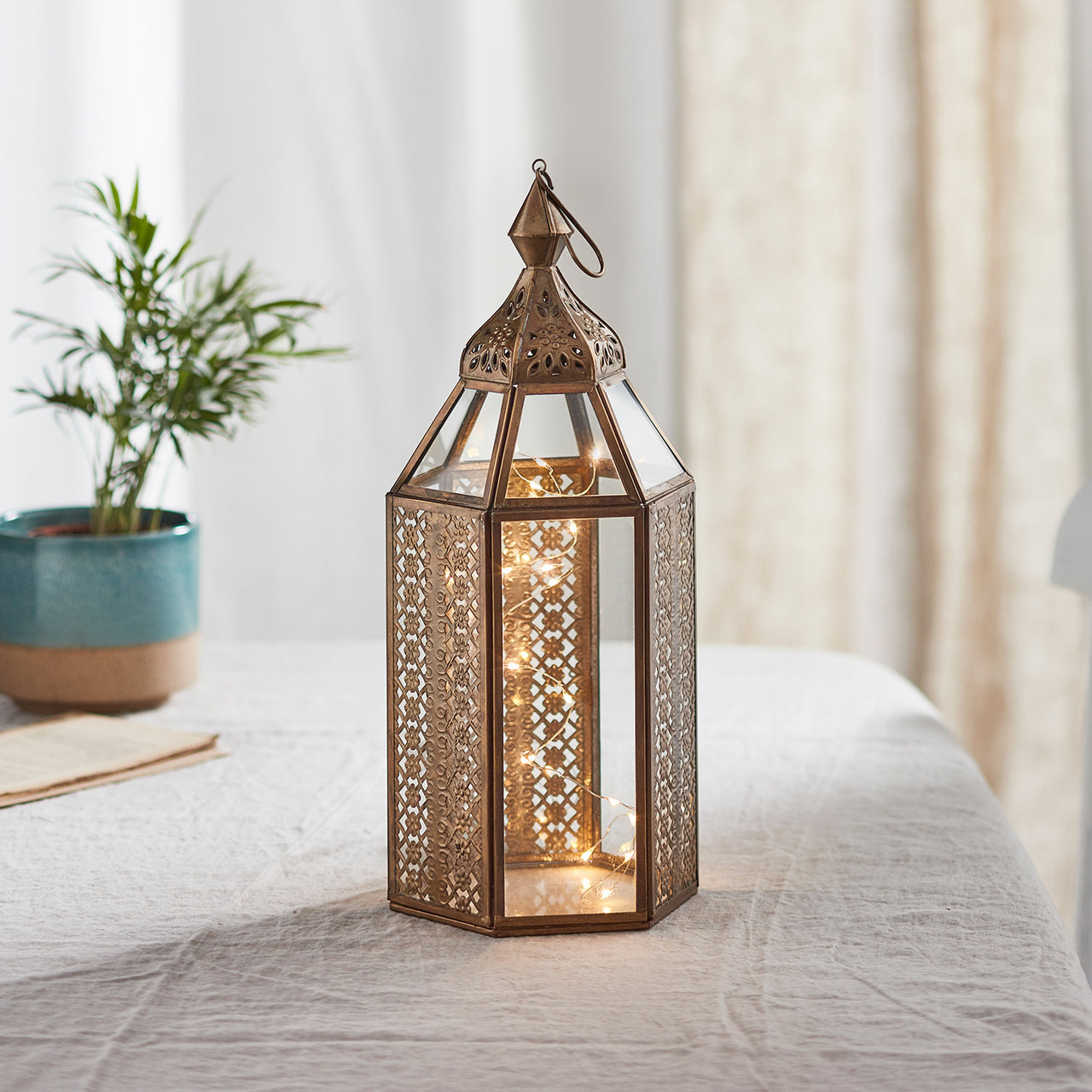 Asilah Artisan Moroccan Lantern with Micro Lights